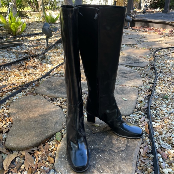 Calvin Klein Shoes - Vintage Calvin Klein Made in Italy Black Patent Leather Boots